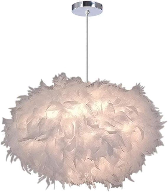 OBOSOE moderne hvid fjerlampe loftslampe 30 cm lampeskærm til børneværelse og stue, ekskl. glødepære