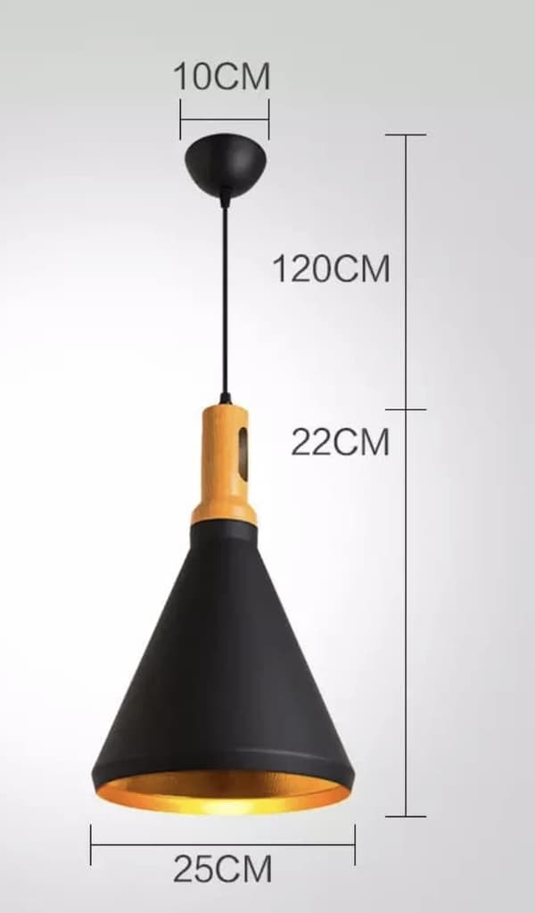 OBOSOE Vintage kattovalaisin musta/kulta Ø24/34cm korkeussäädettävä E27 keittiöbaariin (polttimo ei sisälly toimitukseen)