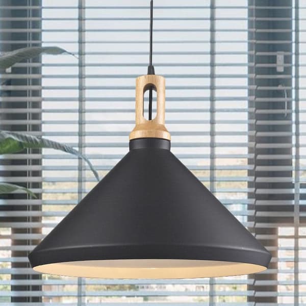OBOSOE Vintage loftslampe sort/guld Ø24/34cm højdejusterbar E27 til køkkenbar (pære medfølger ikke) A033-34cm