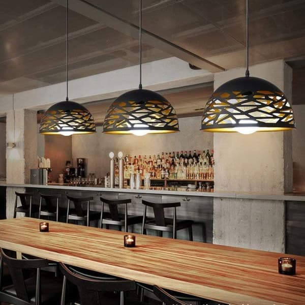 OBOSOE Industriel Metal Loftslampe, LED Loftslampe, Justerbar Sort 40cm E27 Til Indendørs Køkken Spisestue 220V