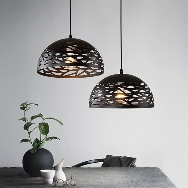 OBOSOE Industriel Metal Loftslampe, LED Loftslampe, Justerbar Sort 40cm E27 Til Indendørs Køkken Spisestue 220V