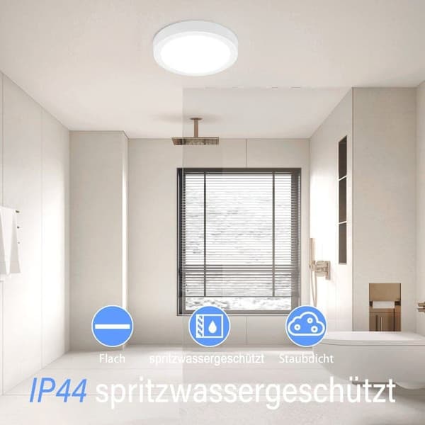 OBOSOE LED taklampa 24W 30cm IP44 – Vit rund plafond för kök, badrum, barnrum
