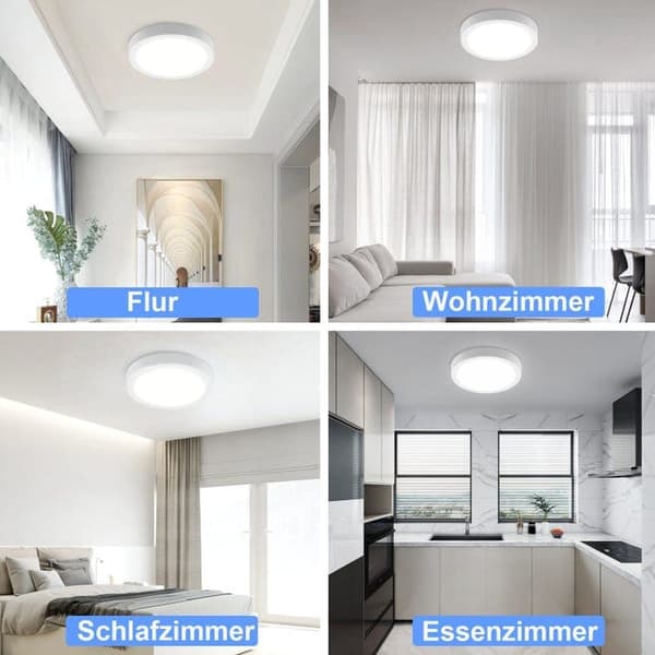 OBOSOE LED taklampa 24W 30cm IP44 – Vit rund plafond för kök, badrum, barnrum