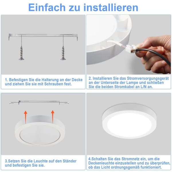 OBOSOE LED taklampa 24W 30cm IP44 – Vit rund plafond för kök, badrum, barnrum
