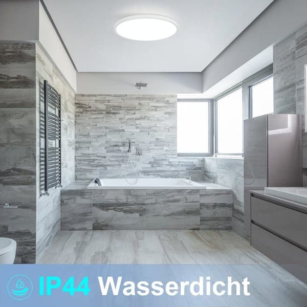 OBOSOE LED taklampa 24W 30cm IP44 – Vit rund plafond för kök, badrum, barnrum