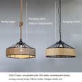 Miniatyrbillede 3 af 8: OBOSOE Retro Hamp Reb Pendellampe – Sort Metal Loftslampe til Gang, Køkken, 220V E27