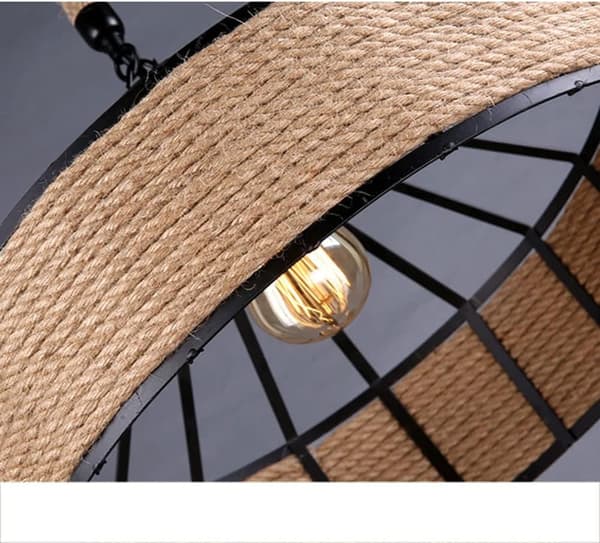 OBOSOE Retro Hamp Reb Pendellampe – Sort Metal Loftslampe til Gang, Køkken, 220V E27