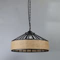 Miniatyrbillede 8 af 8: OBOSOE Retro Hamp Reb Pendellampe – Sort Metal Loftslampe til Gang, Køkken, 220V E27