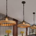 Miniatyrbillede 2 af 8: OBOSOE Retro Hamp Reb Pendellampe – Sort Metal Loftslampe til Gang, Køkken, 220V E27
