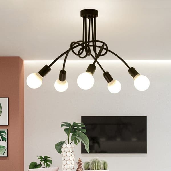 OBOSOE 5-arms loftslampe, moderne loftslampe(r), E27-fatning (pære medfølger ikke)