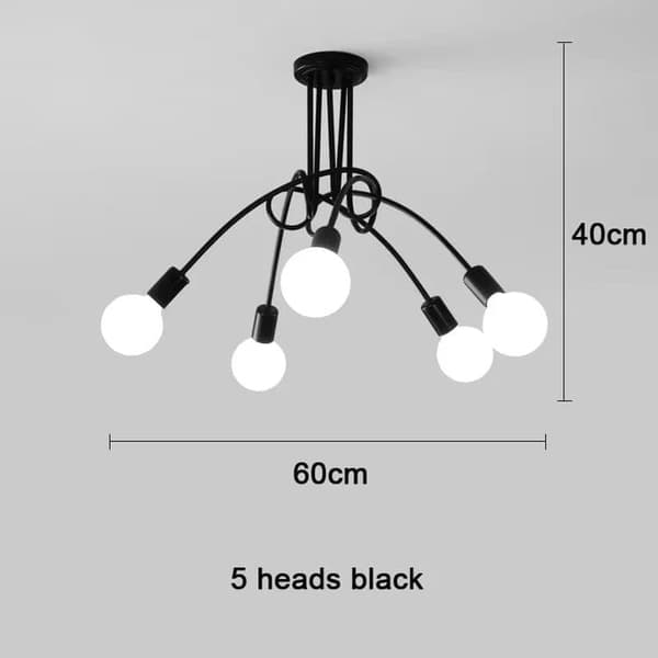 OBOSOE 5-arms loftslampe, moderne loftslampe(r), E27-fatning (pære medfølger ikke)