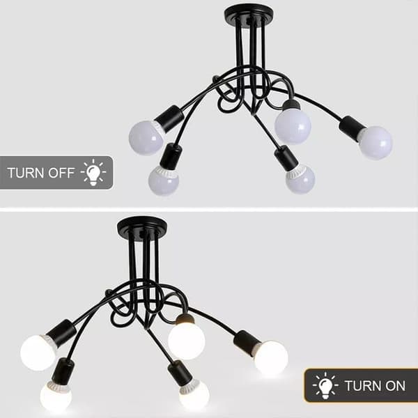 OBOSOE 5-arms loftslampe, moderne loftslampe(r), E27-fatning (pære medfølger ikke)