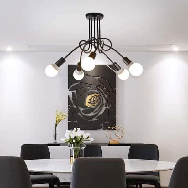 OBOSOE 5-arms loftslampe, moderne loftslampe(r), E27-fatning (pære medfølger ikke)