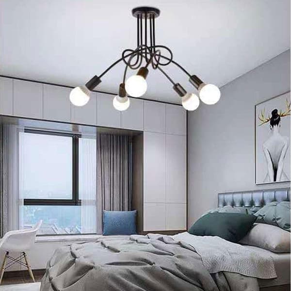 OBOSOE 5-arms loftslampe, moderne loftslampe(r), E27-fatning (pære medfølger ikke)