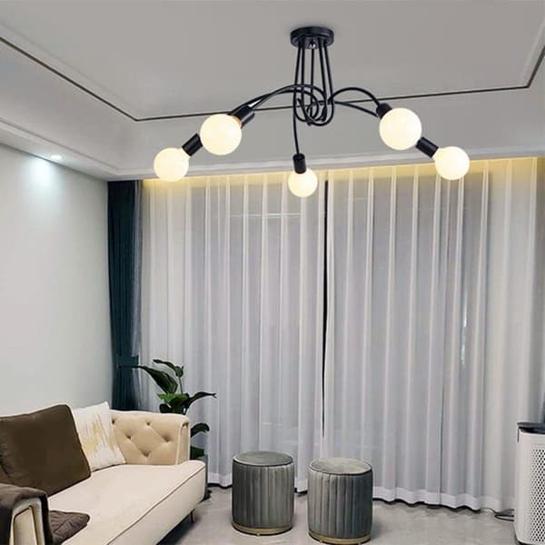 OBOSOE 5-arms loftslampe, moderne loftslampe(r), E27-fatning (pære medfølger ikke)