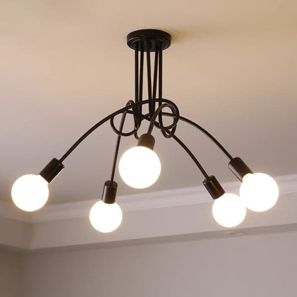 OBOSOE 5-arms loftslampe, moderne loftslampe(r), E27-fatning (pære medfølger ikke)