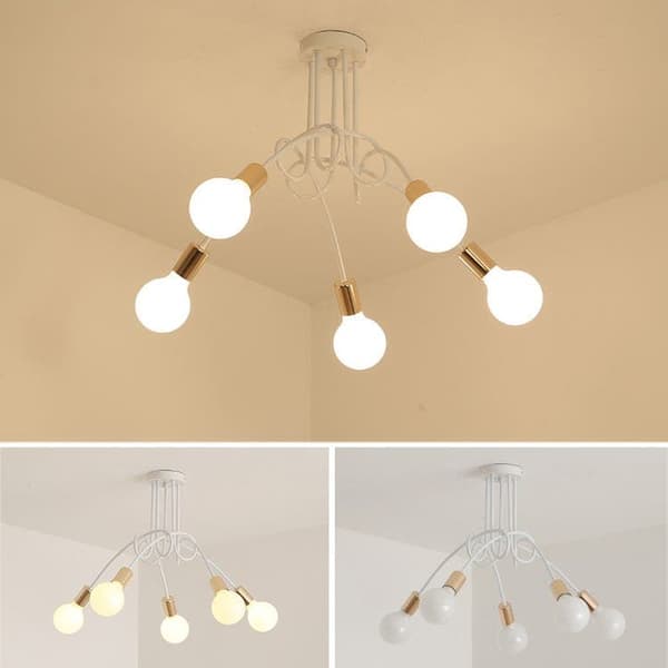 OBOSOE 5-arms loftslampe, moderne loftslampe(r), E27-fatning (pære medfølger ikke)