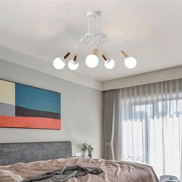 OBOSOE 5-arms loftslampe, moderne loftslampe(r), E27-fatning (pære medfølger ikke)