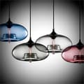 Miniatyrbillede 4 af 6: OBOSOE Vintage Rund Pendel I Farvet Glas – Retro Loftslampe Til Køkken, Loft, Bar E27