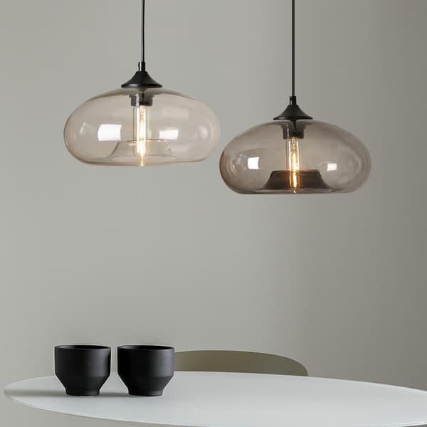 OBOSOE Vintage Rund Pendel I Farvet Glas – Retro Loftslampe Til Køkken, Loft, Bar E27