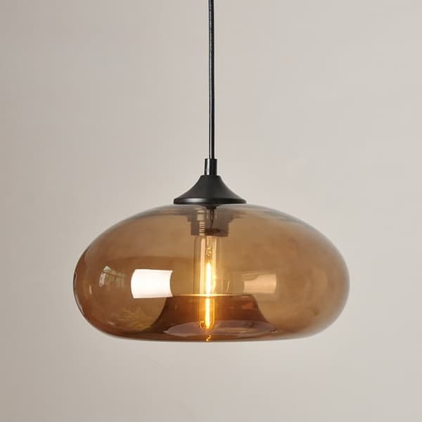 OBOSOE Vintage Rund Pendel I Farvet Glas – Retro Loftslampe Til Køkken, Loft, Bar E27