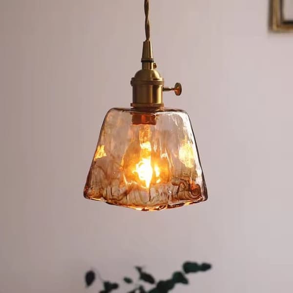 OBOSOE keltainen lasikattovalaisin / riippuvalaisin E27 – vintage-tyyli lämpimällä LEDillä 4W Med varm glödlampa