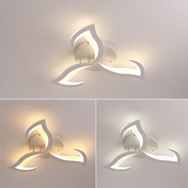 OBOSOE LED-kattokruunu, kattovalaisimet, kylmä/lämmin/luonnonvalkoinen, himmennettävä, valkoinen 3 valoa, APP himmennettävä kaukosäädin