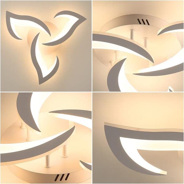 OBOSOE LED-kattokruunu, kattovalaisimet, kylmä/lämmin/luonnonvalkoinen, himmennettävä, valkoinen 3 valoa, APP himmennettävä kaukosäädin