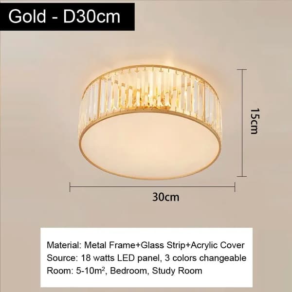 LED-kattovalaisin, metallirunko, lasikaistale, 3 vaihdettavaa väriä,Kulta 30cm, Kolmivärinen