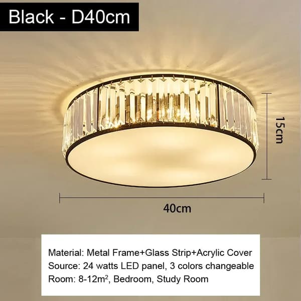 LED-kattovalaisin, metallirunko, lasikaistale, 3 vaihdettavaa väriä,Musta 40cm, Kolmivärinen
