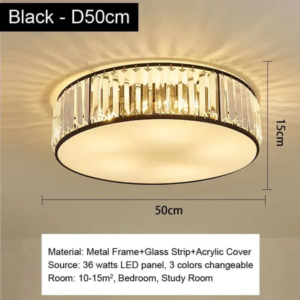 LED-kattovalaisin, metallirunko, lasikaistale, 3 vaihdettavaa väriä,Musta 50cm, Kolmivärinen