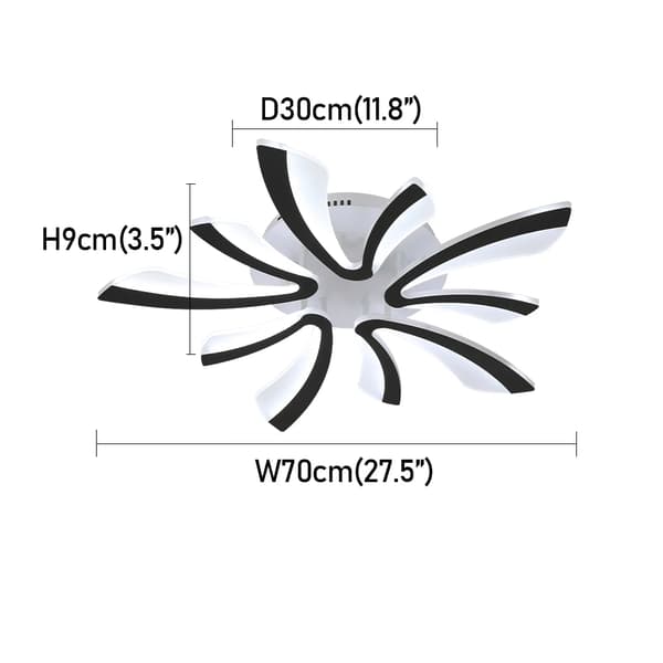 Taklampa, LED-ljuskälla, dimbar funktion, modern design,varmt ljus utan RC, svart