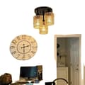 Miniatyrbild 1 av 4: Handgjord Rattan Taklampa, Vävd Hampadesign, E27 Sockel, 3 Ljuskällor,Ingen lampa
