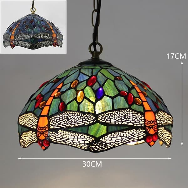 OBOSOE Tiffany pendel med kæde Ø30 cm, rav pendel til stue