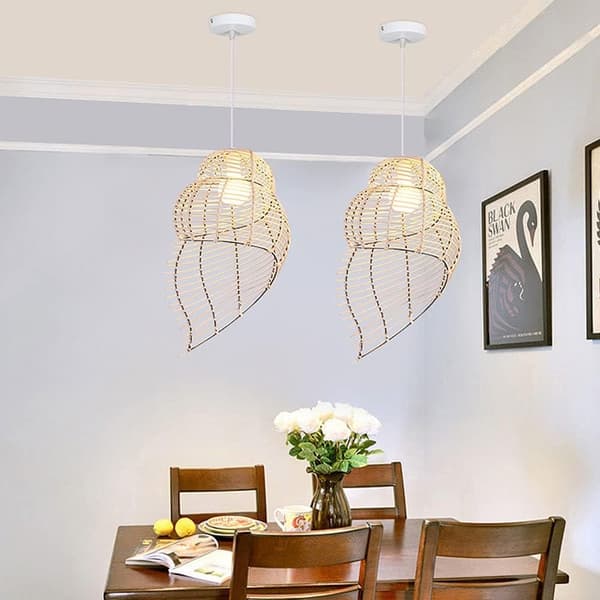 OBOSOE Hänglampa i Glas Musselform E27 – Takpendel & Plafondlampa för Sovrum Kök Matplats