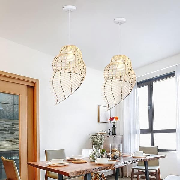 OBOSOE Hänglampa i Glas Musselform E27 – Takpendel & Plafondlampa för Sovrum Kök Matplats
