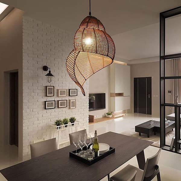 OBOSOE Hänglampa i Glas Musselform E27 – Takpendel & Plafondlampa för Sovrum Kök Matplats