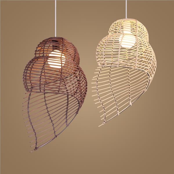 OBOSOE Hänglampa i Glas Musselform E27 – Takpendel & Plafondlampa för Sovrum Kök Matplats Brun 25*35cm, 1 st
