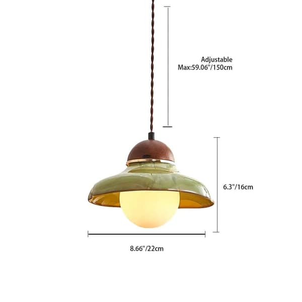 OBOSOE Grön Hänglampa i Keramik D22xH16 cm, Taklampa i Antik Stil för Kök/Restaurang/Bar