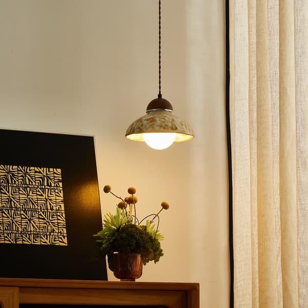 OBOSOE Grön Keramisk Hänglampa D21xH20 cm, Taklampa i Antik Stil för Kök/Bar/Restaurang