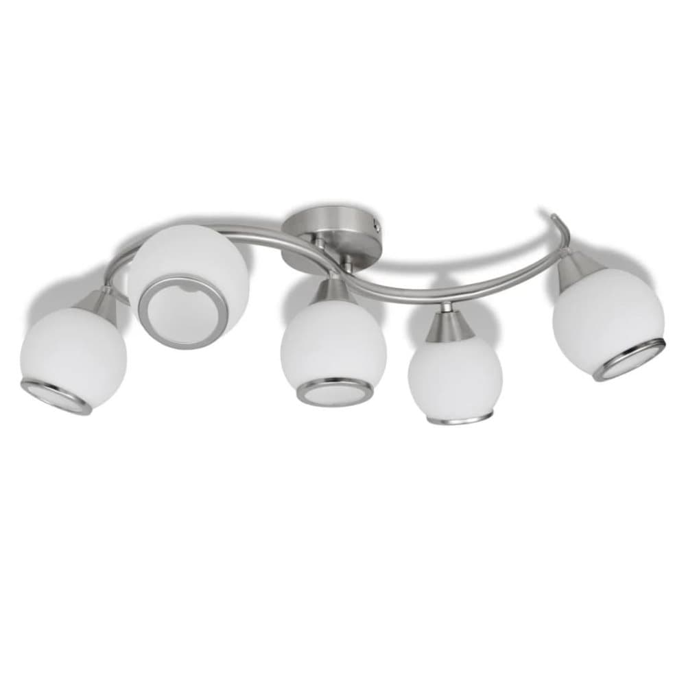 vidaXL Taklampa med glasskärmar med böjd skena