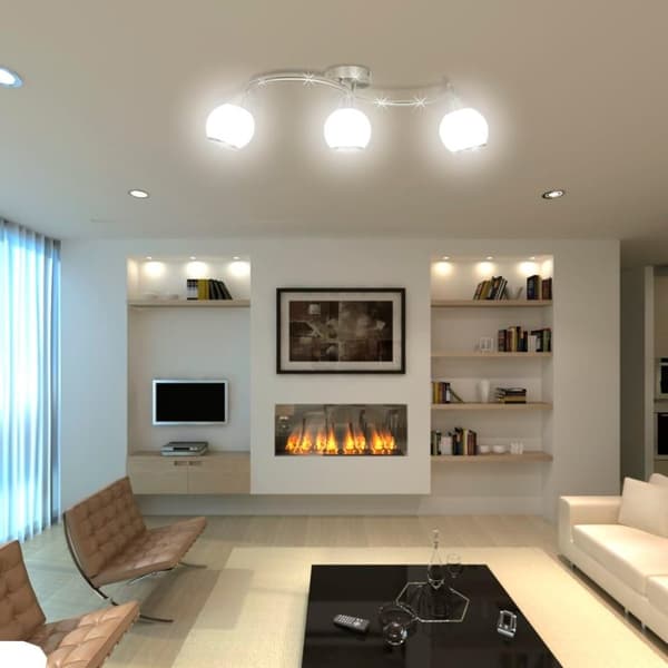 vidaXL Taklampa med glasskärmar med böjd skena för 3 E14 glödlampor