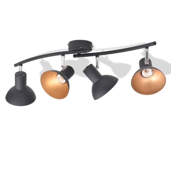vidaXL loftslampe til 4 pærer E27 sort og guld