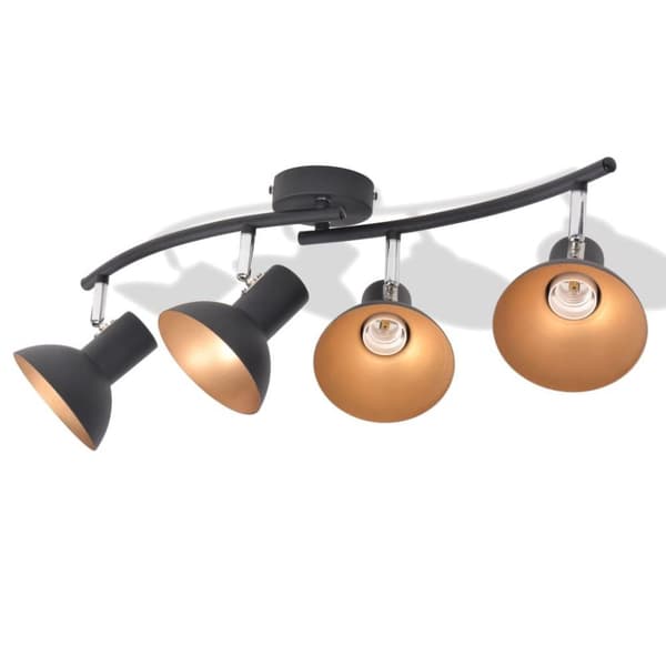 vidaXL loftslampe til 4 pærer E27 sort og guld