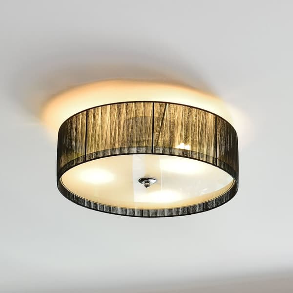 [lux.pro]® Loftlampe Helena - 3xE27 max. 42W - tekstil/glas - sort/hvid