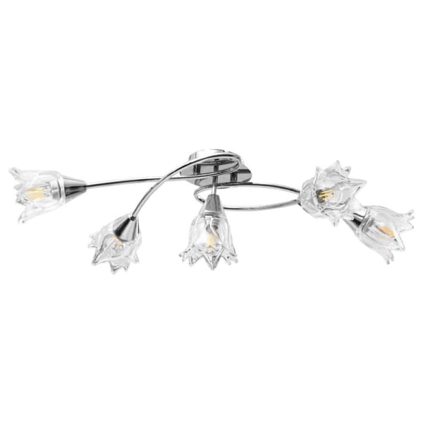 vidaXL Taklampe gjennomsiktige glasskjermer for 5 E14 lyspærer tulipan