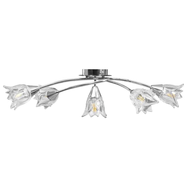 vidaXL Taklampe gjennomsiktige glasskjermer for 5 E14 lyspærer tulipan