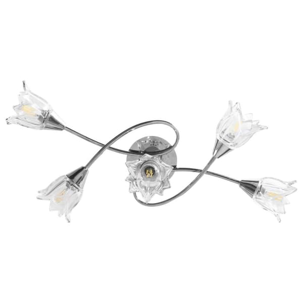 vidaXL Taklampe gjennomsiktige glasskjermer for 5 E14 lyspærer tulipan