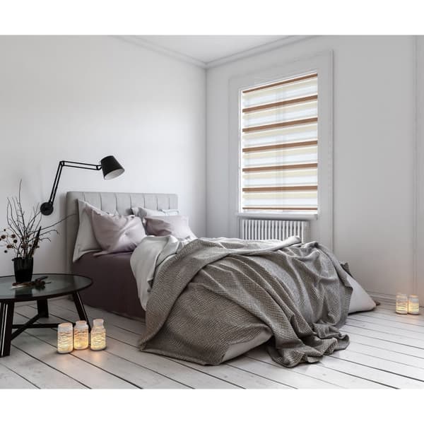 ECD Germany dobbelt rullegardin 45 x 150 cm - hvid-beige-brun - Klemmfix - dobbelt rullegardin - uden boring - med klembeslag - sol- og