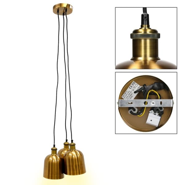 Hänglampa 120,5 cm av metall cm E27 3 lampor